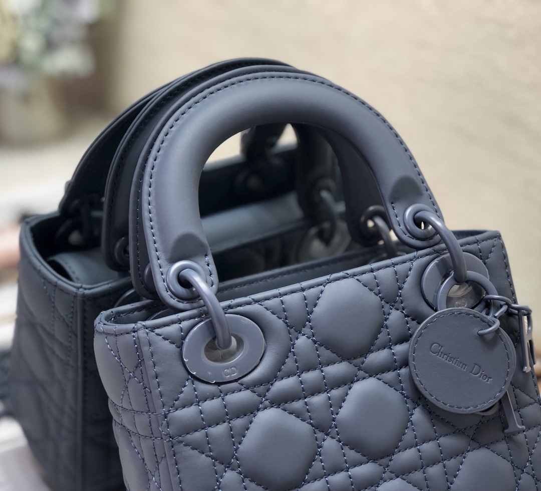 Mini Lady Dior Bag Denim Blue Ultramatte Cannage Calfskin